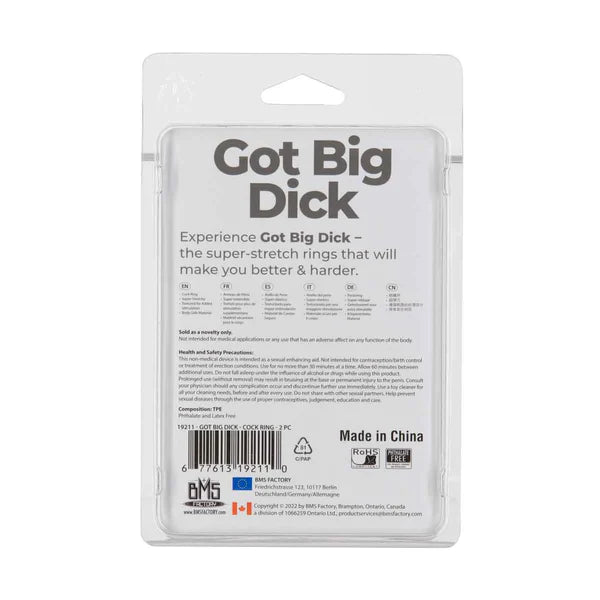 Got Big D*ck – Super Stretch C*ck Ring – Black – 2 Pack