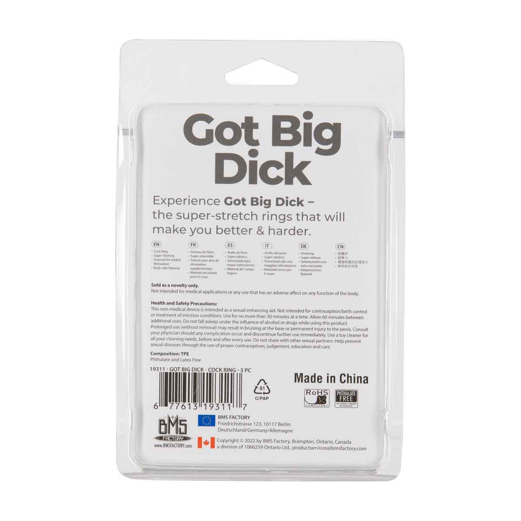 Got Big D*ck – Super Stretch C*ck Rings – Black – 3 Pack