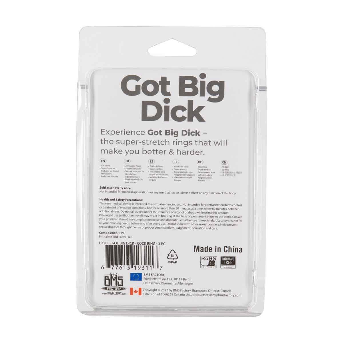 Got Big D*ck – Super Stretch C*ck Rings – Black – 3 Pack