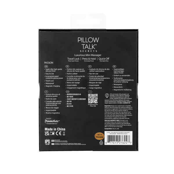 Pillow Talk Secrets Passion Massager - Wine