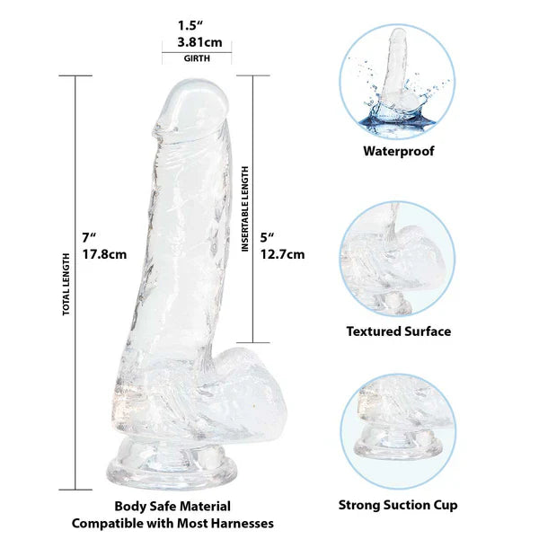 Addiction Crystal – 7" Clear Dildo with Balls