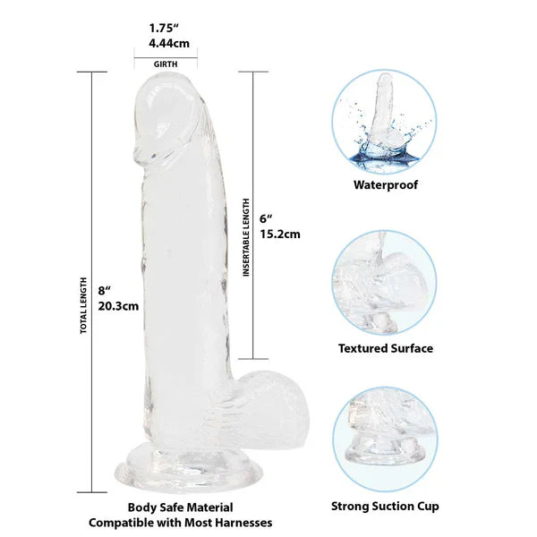 Addiction Crystal – 8" Clear Dildo with Balls