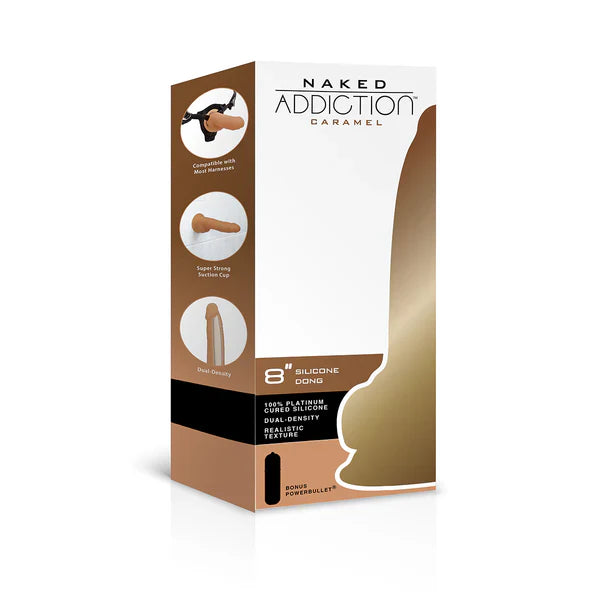 Naked Addiction 8" Silicone Dual Density Dildo – Caramel