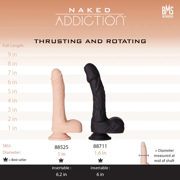 Naked Addiction The Freak - 7.5" Rotating & Thrusting Vibrating Dong