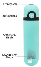 PowerBullet Simple and True - Rechargeable Vibrating Bullet - Teal